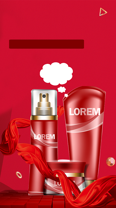 红色时尚潮流美妆护肤手机海报模板背景