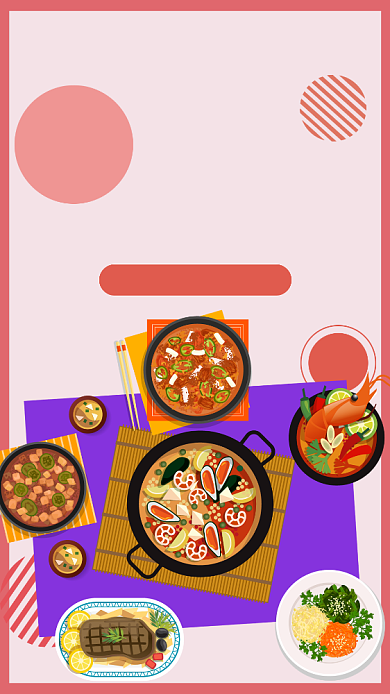 红色合家团圆美食宣传手机海报背景