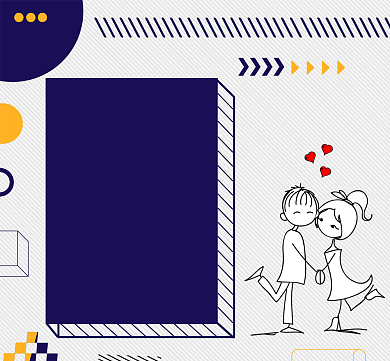 爱情情话蓝色灰色简约手绘朋友圈封面背景