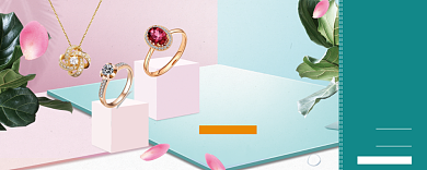 蓝色时尚珠宝90优惠券背景