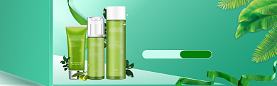 清明节防晒霜叶子绿色简约淘宝banner背景