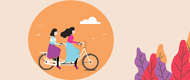 橙色卡通37女生节公众号首图背景