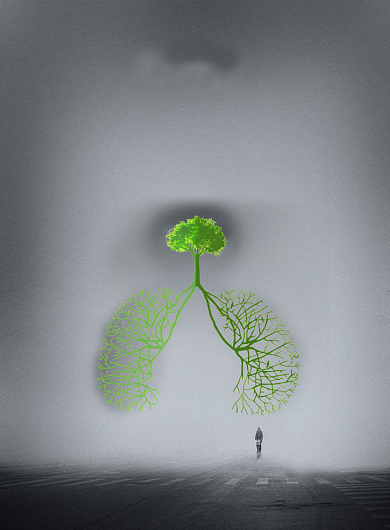 时尚大气雾霾公益广告印刷海报模板背景