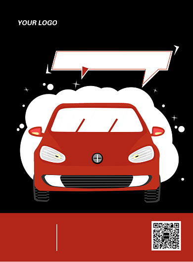 黑色扁平化时尚卡通洗车行业广告宣传海报背景
