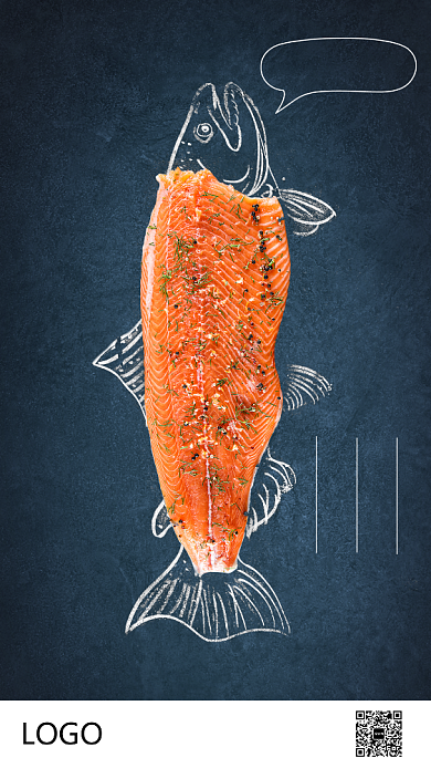 创意日本料理三文鱼手机海报背景