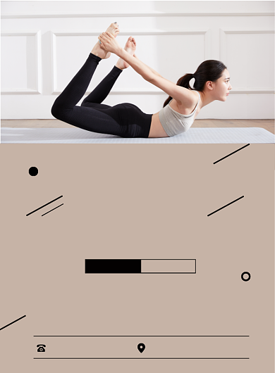 浅棕时尚扁平化运动健身瑜伽俱乐部宣传海报背景