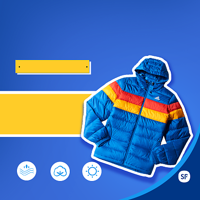 蓝色男装羽绒服淘宝主图直通车模板背景