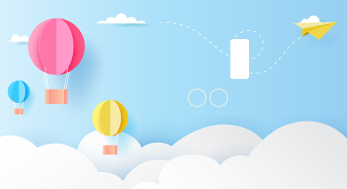 相约旅行热气球手机横板海报背景