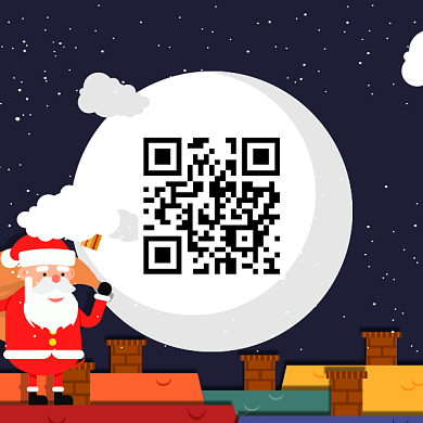 卡通可爱圣诞节日二维码背景