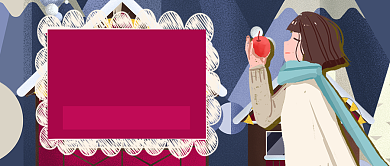 红色卡通女孩圣诞脱单攻略公众号首图背景