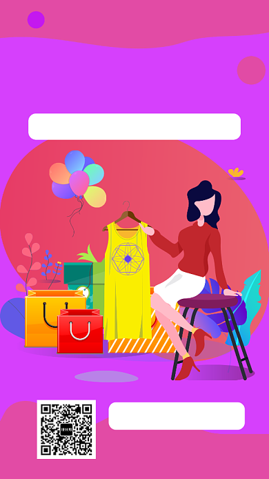 紫色扁平风女装店夏季促销手机海报背景