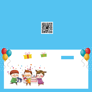 蓝色卡通插画生日快乐贺卡模板背景