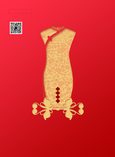 红色古风旗袍定制优惠海报印刷背景