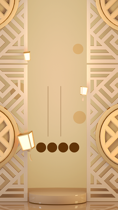 中秋节贺卡复古C4D立体背景