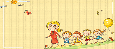 手绘卡通老师幼儿园手机首图背景