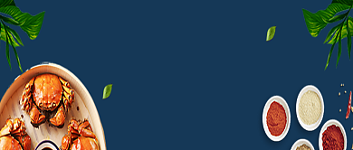 蟹宴蓝色创意美食公众号首图背景