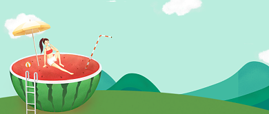 手绘卡通清新夏季大暑广告微信公众号素材图片背景