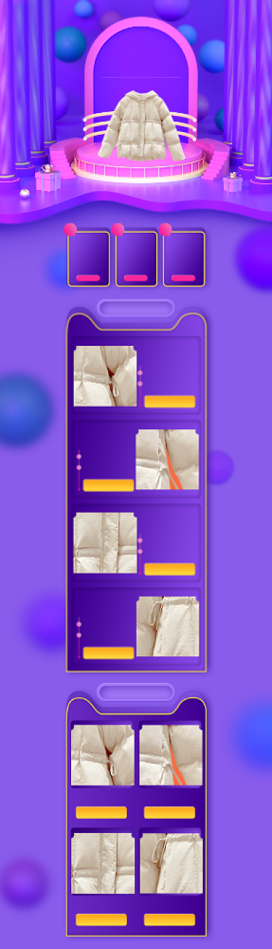 3D立体女款羽绒服冬季上新电商首页背景