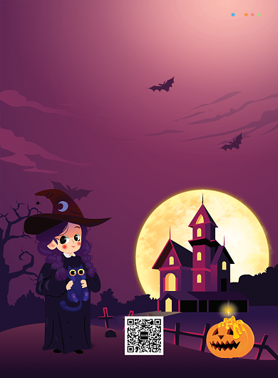 紫色创意插画万圣节疯狂促销印刷海报模板背景