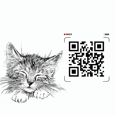 卡通可爱手绘小猫二维码背景