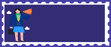 蓝色卡通女孩正装重要通知公众号首图背景