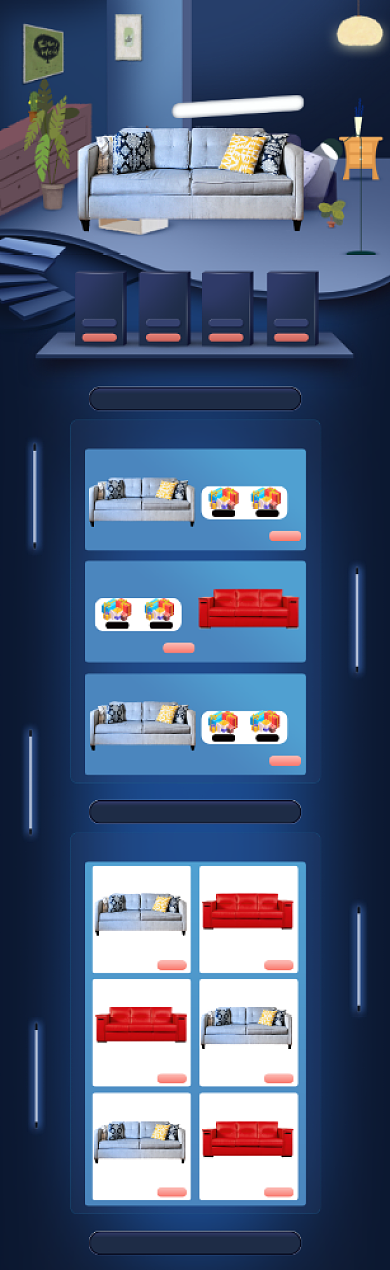 卡通风格冬季上新沙发促销电商首页背景