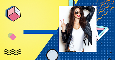 几何形状新势力周女秋上新女装外套促销海报背景