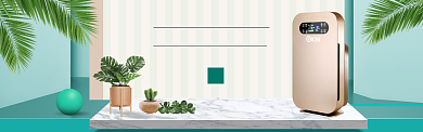 天猫淘宝绿色植物空气净化器banner背景