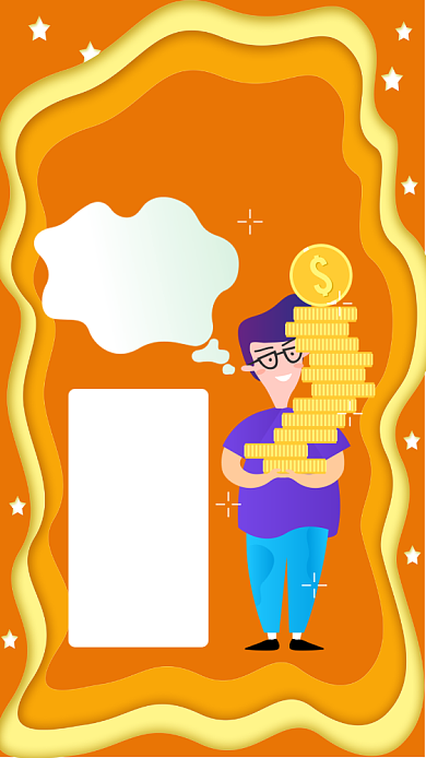 扁平在线基金指导手机海报背景