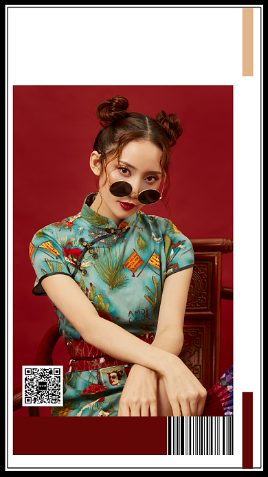 创意恶搞国潮服装海报背景