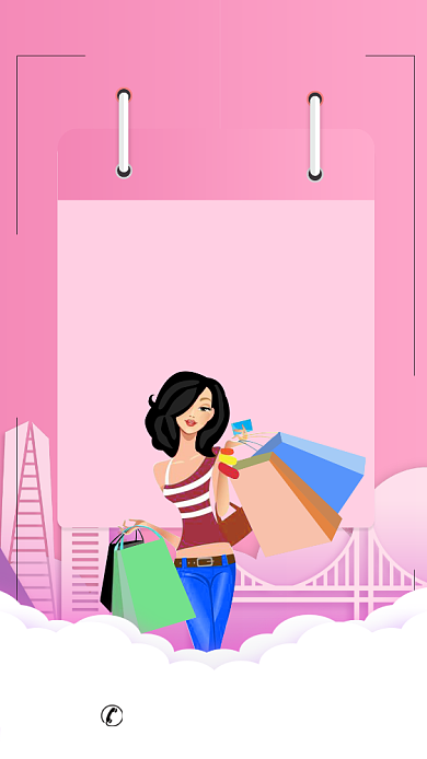 粉红色创意女神节手机海报背景