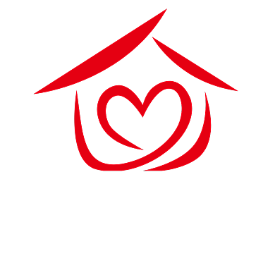 红色爱心温暖房子logo背景