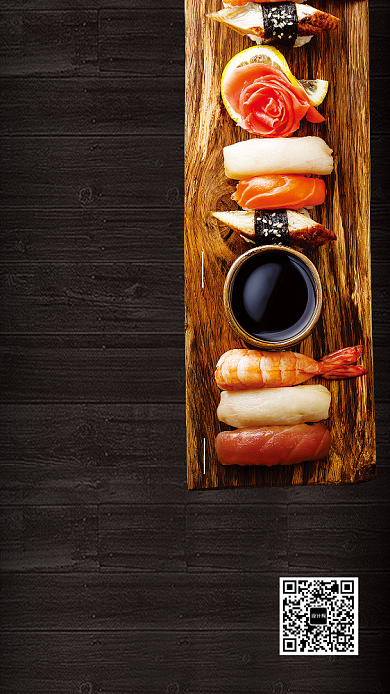 简约质感寿司美食促销手机海报背景