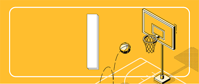 黄色简约插画卡通篮球社招新公众号首图背景