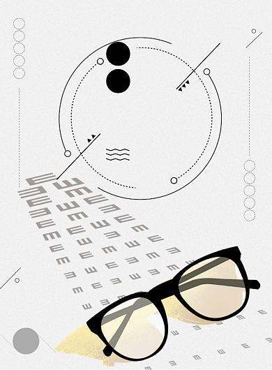 高端黑白灰眼镜店促销印刷海报背景