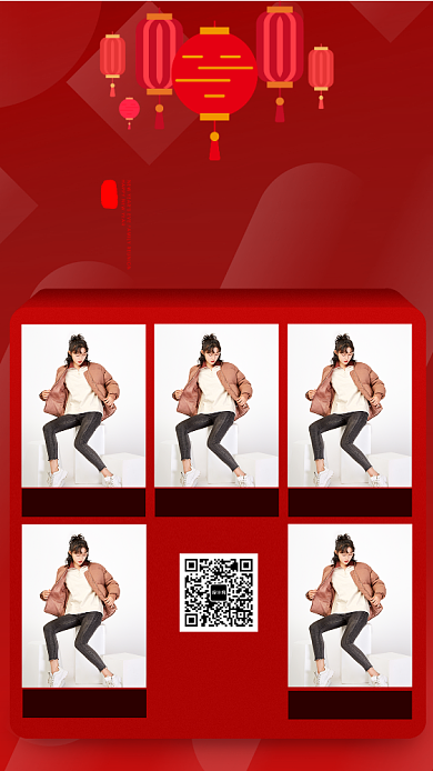 红色时尚节日年货节服装促销手机海报背景