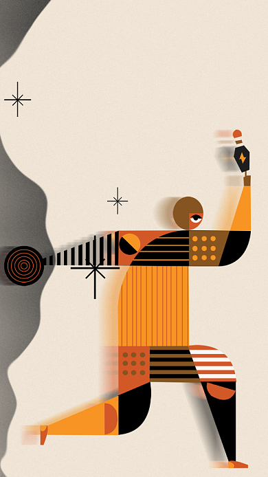 几何人物愚人节手机海报背景