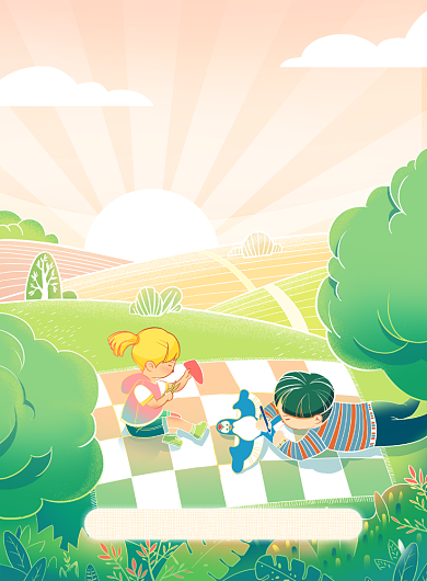 创意手绘卡通儿童节插画海报背景