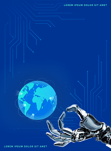 蓝色微立体互联网科技感人工智能海报背景