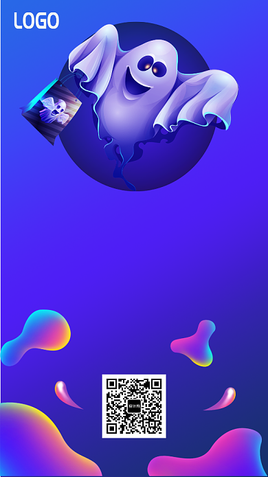 蓝紫色万圣节活动促销手机海报背景