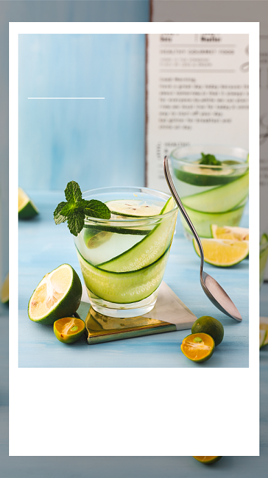 清新简约摄影风早安语录柠檬冰饮海报背景