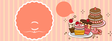 美食外卖蛋糕卡通手绘促销海报背景