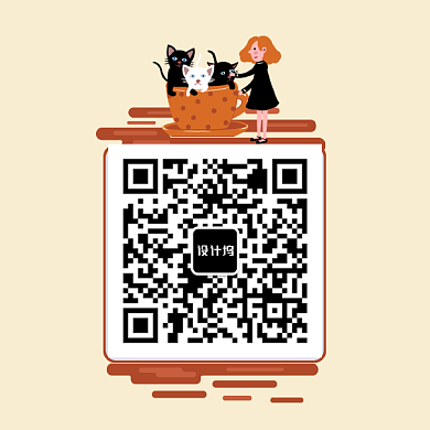 卡通手绘宠物小猫二维码背景