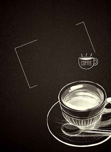 咖啡色扁平化餐饮美食咖啡新品印刷海报背景