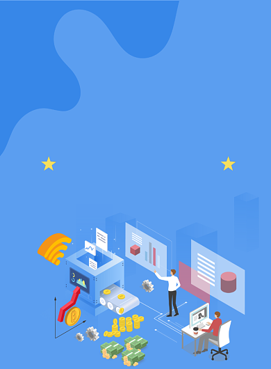 蓝色渐变2.5D金融理财商务科技海报背景