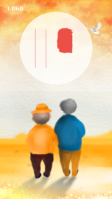 手绘风温馨重阳节企业宣传海报背景