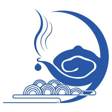 蓝色大气茶道茶具品茶logo背景