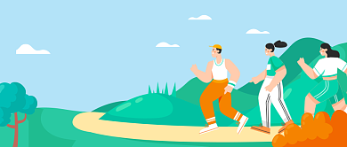 简约卡通手绘运动健身广告微信公众号素材图片背景