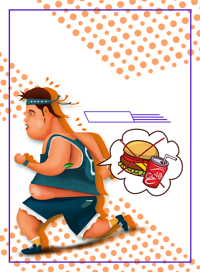 清新插画风健身减肥宣传海报背景