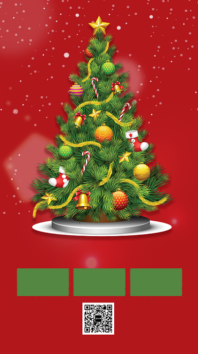 红色喜庆圣诞节圣诞狂欢促销手机海报背景